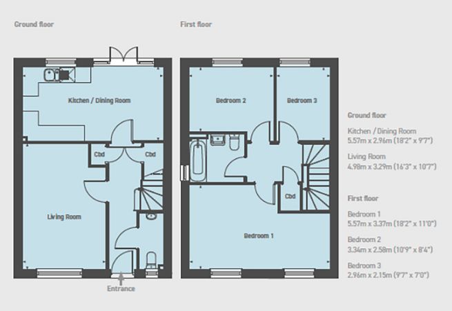 Floor plan 3 bedroom house - artist's impression subject to change